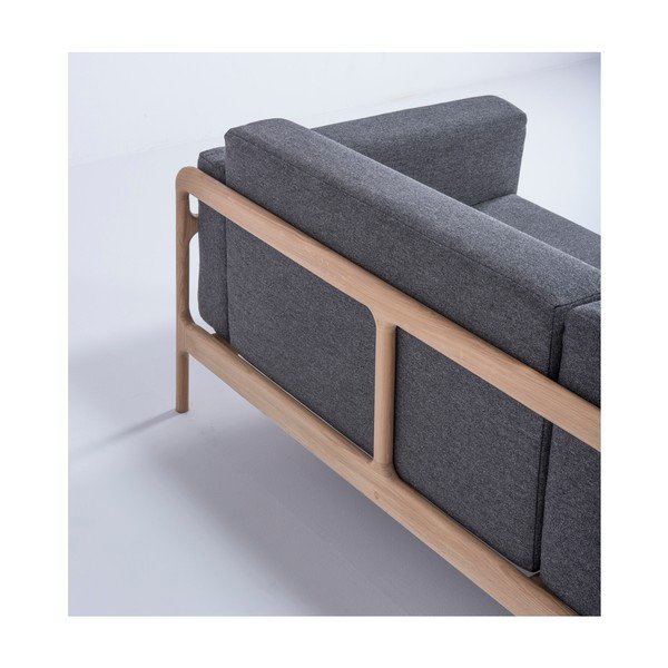 Tamsiai pilka sofa su ąžuolo konstrukcija Gazzda Fawn, 240 cm-image-4