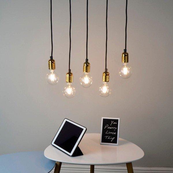 Juodas penkių šakų pakabinamas šviestuvas su aukso spalvos detalėmis Sotto Luce Uno-image-1