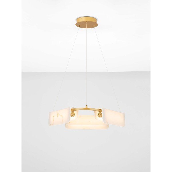 Kreminės spalvos/žalvario spalvos kabantis šviestuvas LED su marmuro dekoru su pritemdymo funkcija ø 63 cm Aider – Nova Luce-image-3
