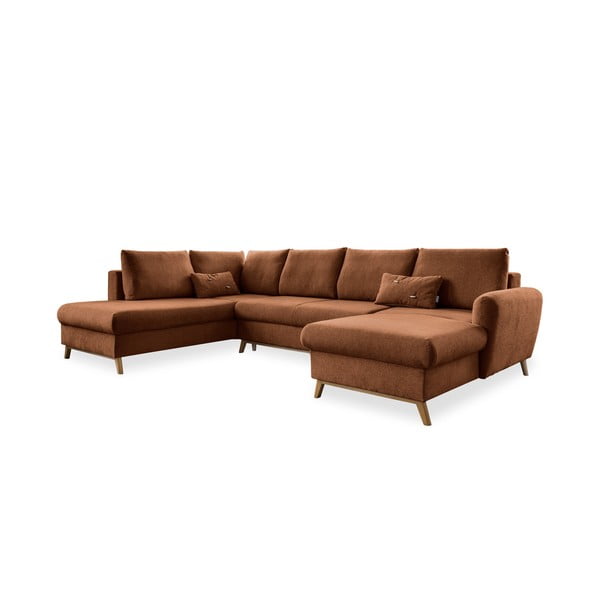 Oranžinės spalvos sofa-lova U formos Miuform Scandic Lagom, kairysis kampas