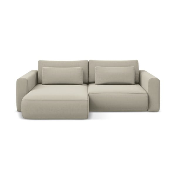 Smėlio spalvos iš velveto sulankstoma/su sandėliavimo vieta kampinė sofa (su kairiuoju kampu/su gultu) Kapua – Makamii