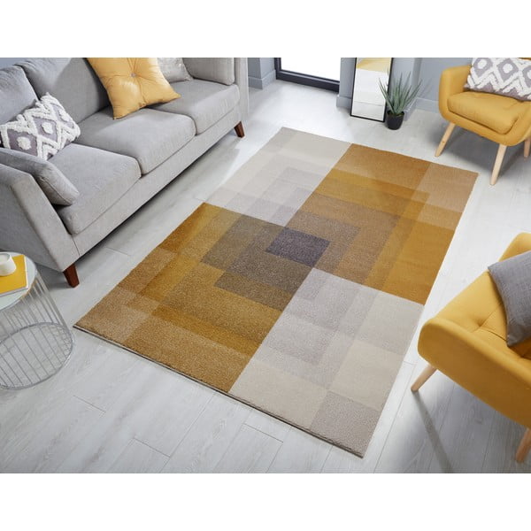 Pilkos ir geltonos spalvos kilimas Flair Rugs Plaza, 160 x 230 cm-image-1