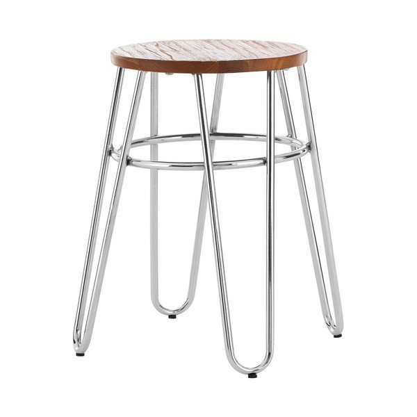 Sidabrinės spalvos/natūralios spalvos iš guobos masyvo taburetė District – Premier Housewares