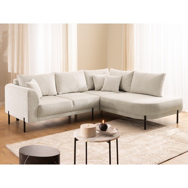Smėlio spalvos kampinė sofa iš šenilinio audinio (su dešiniuoju kampu/„L“ formos) Mauris  – Ropez-image-4