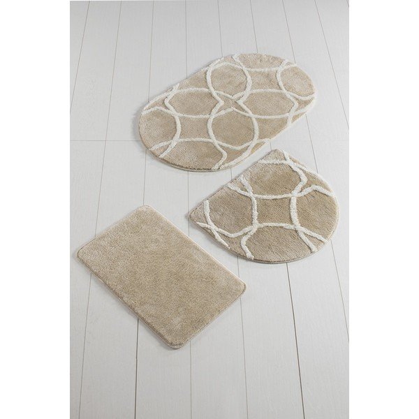 3 rudų vonios kambario kilimėlių rinkinys 60x40 cm Bonne – Foutastic-image-1