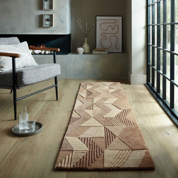 Rankų darbo iš vilnos kilimas rudos spalvos 60x230 cm Moda Asher – Flair Rugs-image-1