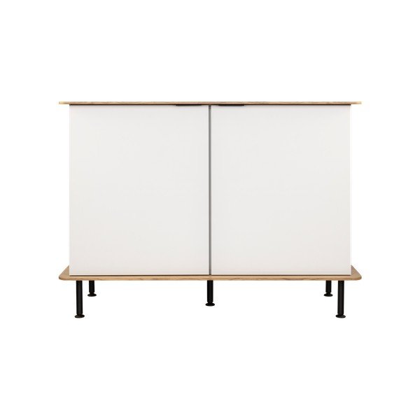 Pilkai smėlinės spalvos šoninė spintelė iš ąžuolo su anga laidams 120x88x50 cm Suumo – noo.ma-image-2