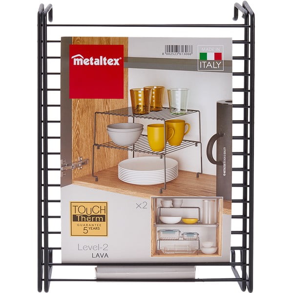 Sada 2 černých přídavných polic do kuchyně Metaltex Brooklyn Lava-image-4