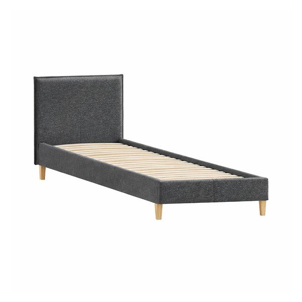 Viengulė lova tamsiai pilkos spalvos audiniu dengta su lovos grotelėmis 90x200 cm Tina – Ropez