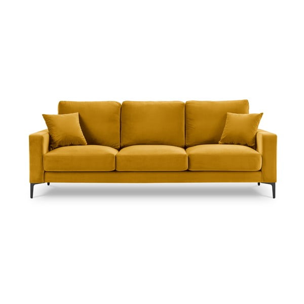Geltona aksominė sofa Kooko Home Harmony, 220 cm