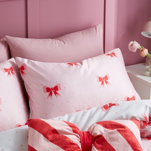 Rožinės spalvos viengulė patalynė 135x200 cm Dotty Bows – Sassy B-image-3