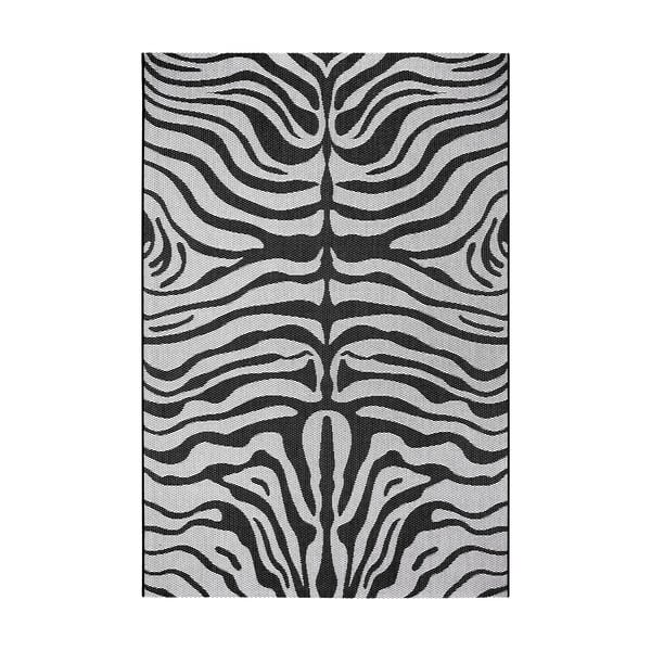 Juodos ir pilkos spalvos lauko kilimas Ragami Safari, 160 x 230 cm