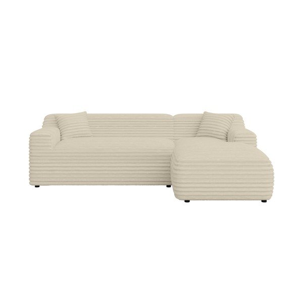 Smėlio spalvos iš kordinio velveto kampinė sofa (su dešiniuoju kampu/su gultu) Martin – Ropez