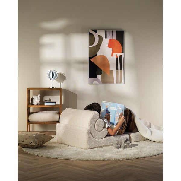 Kreminės spalvos iš boucle vaikiškas krėslas Flipster – Wigiwama-image-4
