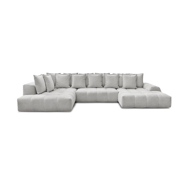 Šviesiai pilkos spalvos iš šenilinio audinio sulankstoma/su sandėliavimo vieta kampinė sofa (su kairiuoju kampu/„U“ formos) Everest – Bobochic Paris