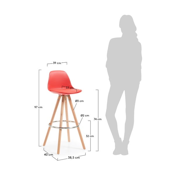 2 raudonų baro kėdžių rinkinys "La Forma Stag-image-3
