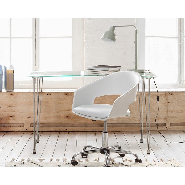 Rašomasis stalas su stikliniu stalviršiu 60x120 cm Rondo – Bizzotto-image-1