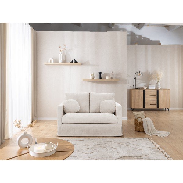 Kreminės spalvos sofa 140 cm Paphos – Ropez-image-1