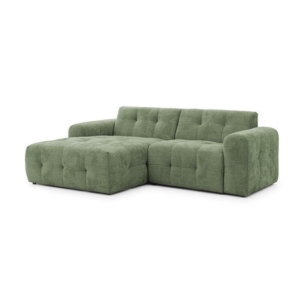 Žalios spalvos kampinė sofa (su kairiuoju kampu/su gultu) Melva – Ropez