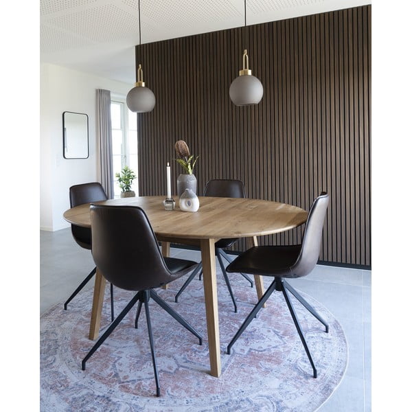 Iš ąžuolo masyvo apvalios formos prailginamas valgomojo stalas ø 118 cm Metz – House Nordic-image-1