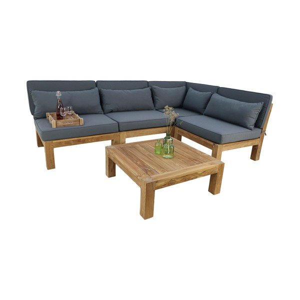Pilkas sodo poilsio komplektas iš tikmedžio medienos 4 asmenims Aruba - HSM collection-image-2