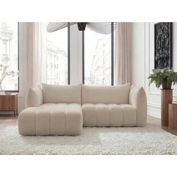Smėlio spalvos kampinė sofa iš boucle (su kairiuoju kampu/su gultu) Azra – Bobochic Paris-image-4