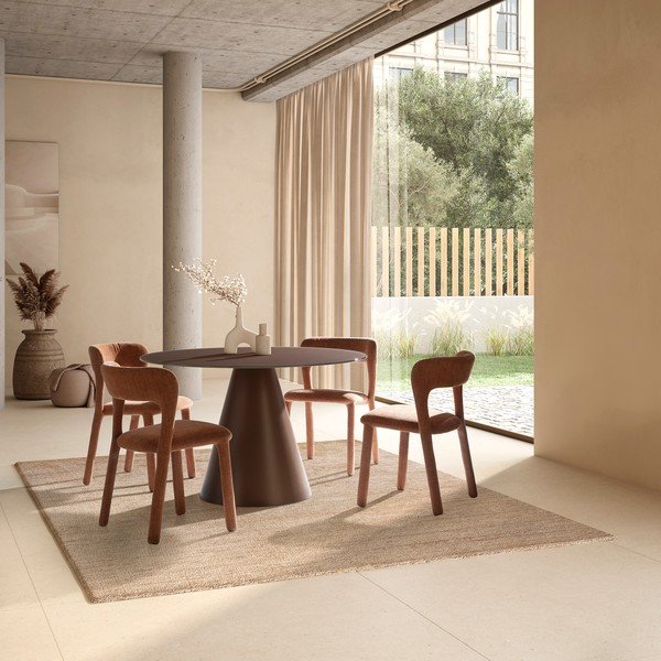 Apvalios formos valgomojo stalas su stikliniu stalviršiu ø 120 cm Vida – MOME-image-1