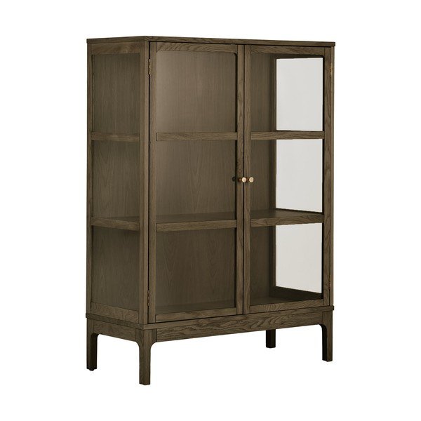 Tamsiai rudos spalvos vitrina iš ąžuolo 90x126x40 cm Zamora – House Nordic