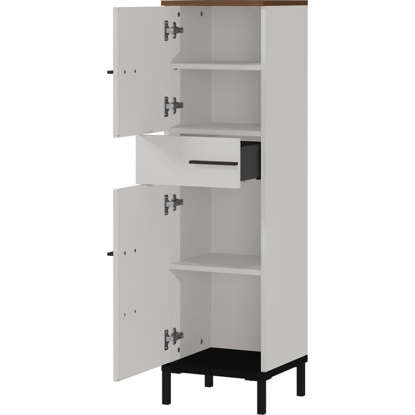Šviesiai pilka vonios kambario spintelė iš riešutmedžio 34x123 cm Yonkers - Germania-image-2