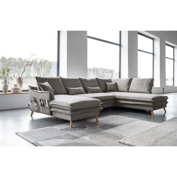 Sulankstoma kampinė sofa pilkos spalvos (su dešiniuoju kampu/„U“ formos) Charming Charlie – Miuform-image-3