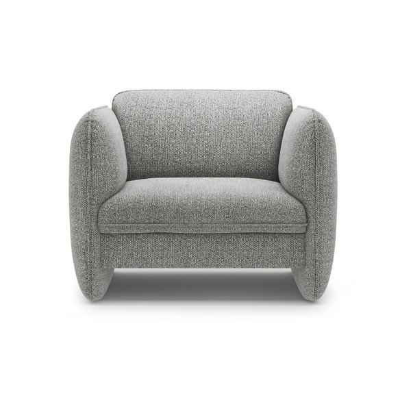 Šviesiai pilkos spalvos krėslas iš šenilinio audinio Georgia – Micadoni -image-2