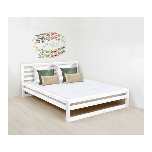 Balta medinė dvigulė lova "Benlemi DeLuxe", 190 x 160 cm