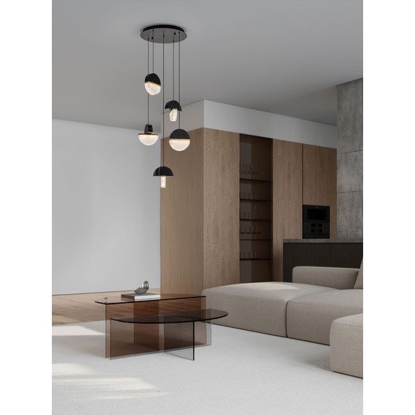 Juodos spalvos iš metalo kabantis šviestuvas LED su pritemdymo funkcija ø 46 cm Dorin – Nova Luce-image-1