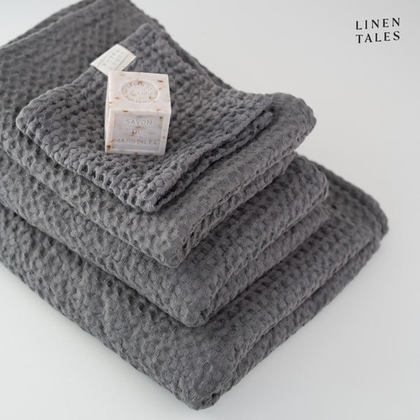 Tamsiai pilki rankšluosčiai ir vonios rankšluosčiai - 3 rinkiniai Honeycomb - Linen Tales-image-1