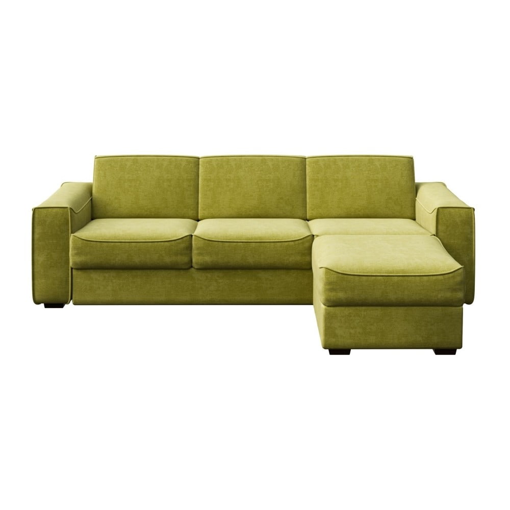 Alyvuogių žalios spalvos sofa-lova su keičiamu gultuvu MESONICA Munro, 288 cm