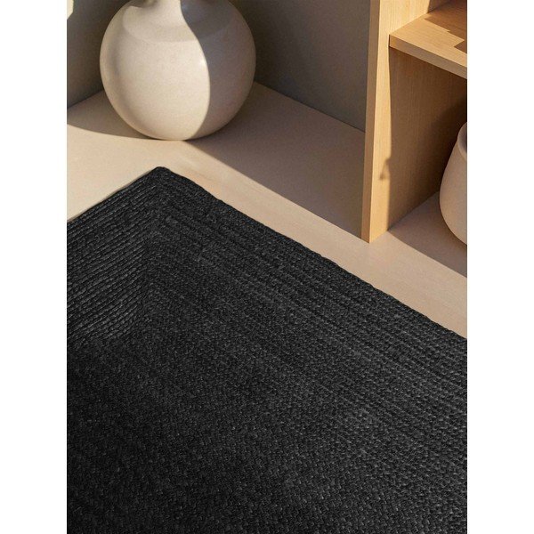 Apverčiamas/rankų darbo juodos spalvos iš džiuto kilimas 200x300 cm Juno – Hanse Home-image-2