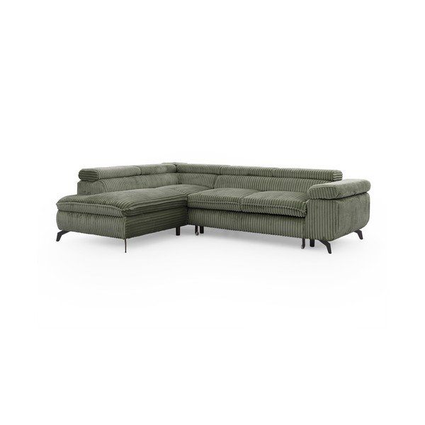 Žalios spalvos kampinė sofa iš kordinio velveto (su kairiuoju kampu/„L“ formos) Marbeya  – Ropez-image-2
