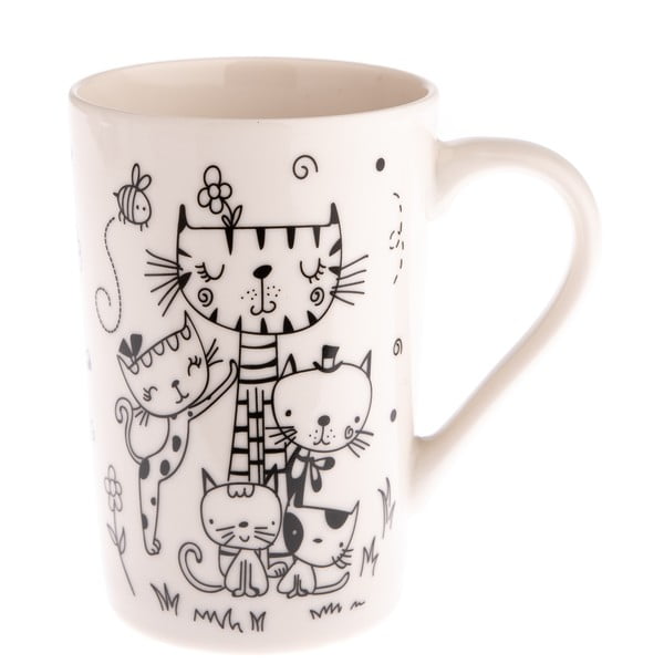 Porcelianinis puodelis su katėmis Dakls Family Cats, 380 ml