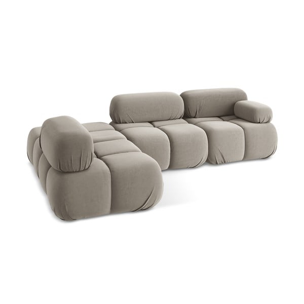 Smėlio spalvos iš velveto modulinė kampinė sofa (su kairiuoju kampu) Lokua – Makamii-image-4