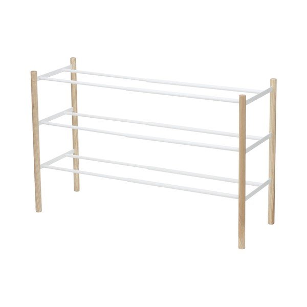 Teleskopinė spintelė batams iš metalo baltos spalvos/natūralios spalvos – YAMAZAKI-image-4