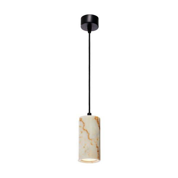 Kreminės spalvos kabantis šviestuvas ø 6,5 cm su marmuriniu gaubtu Selma – Opviq lights