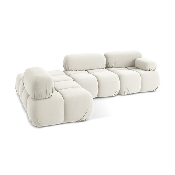 Baltos spalvos iš velveto modulinė kampinė sofa (su kairiuoju kampu) Lokua – Makamii-image-4