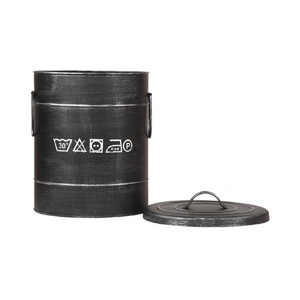 Juodas metalinis skalbinių krepšys LABEL51, ⌀ 26 cm-image-1