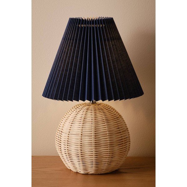 Mėlynos spalvos/natūralios spalvos iš rotango stalinis šviestuvas (aukštis 36 cm) Sisal – Jotex-image-1