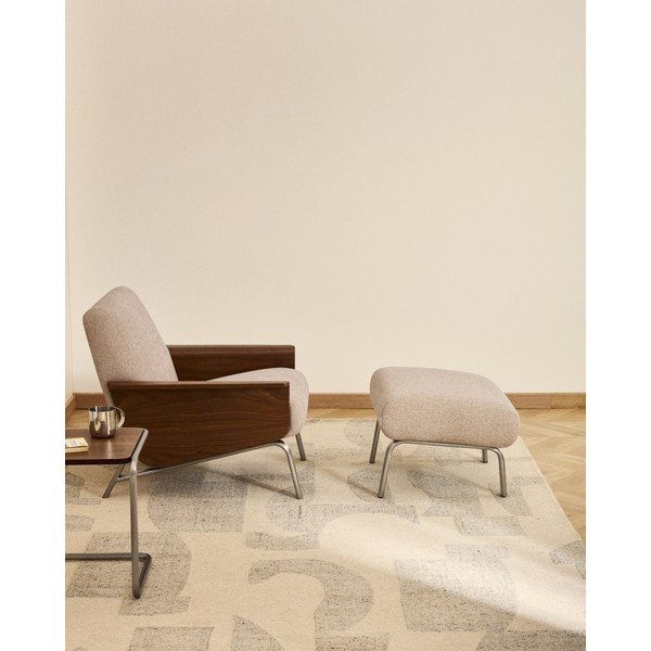 Šviesiai rudos spalvos taburetė iš šenilinio audinio Amsen – Kave Home-image-1