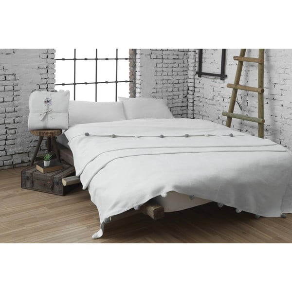 Kreminės spalvos fleece tipo lovatiesė 150x200 cm Pom Pom – Mijolnir-image-1