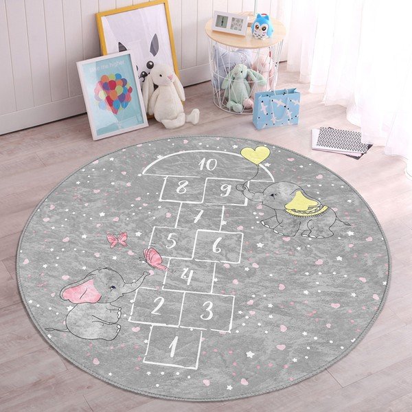 Vaikiškas kilimas pilkos spalvos ø 80 cm Comfort – Mila Home-image-2