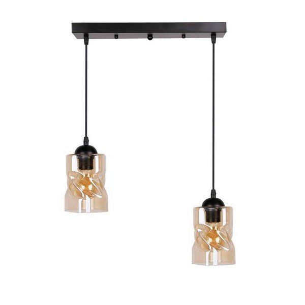 Juodas pakabinamas šviestuvas su stikliniu gaubtu 10x44 cm Felis - Candellux Lighting-image-3