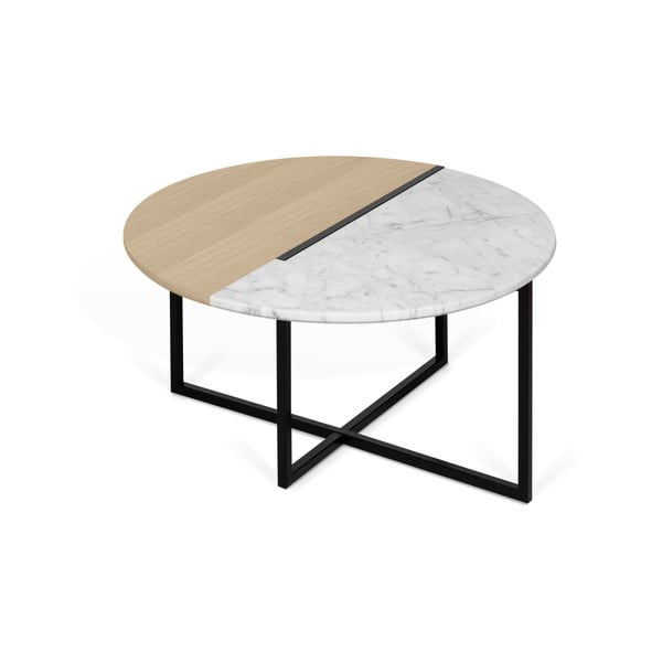 Apvalus kavos staliukas su ąžuoliniu stalviršiu ø 80 cm Sonata - TemaHome-image-1