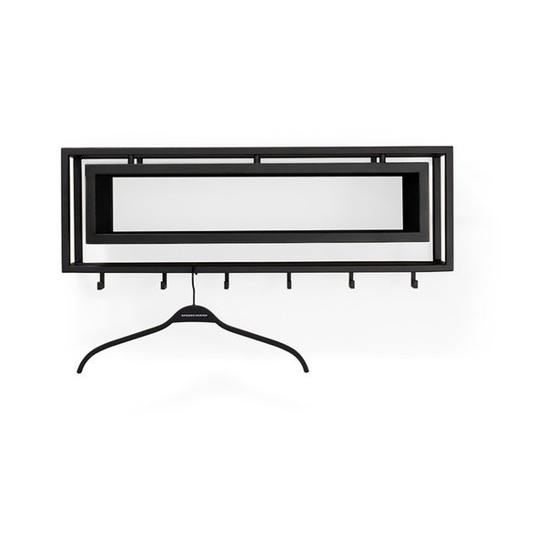 Juodos spalvos iš ąžuolo masyvo sieninė lentyna su lentyna 78 cm School – Spinder Design-image-2